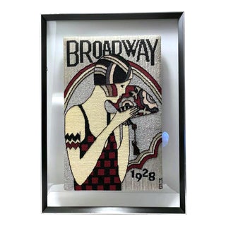 Vintage Art Deco Style Framed Needlepoint For Sale