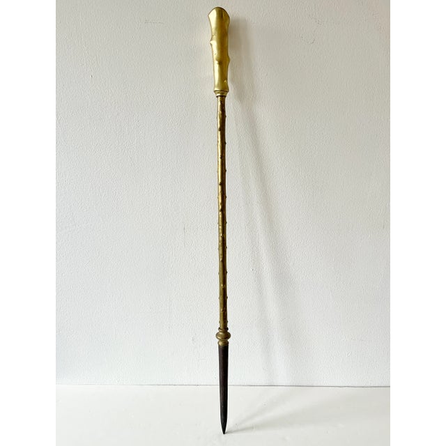 1920s Circa 1920s Hollywood Regency Wood Branch-Form Cast Brass Fireplace Tools - Set of 3 For Sale - Image 5 of 11