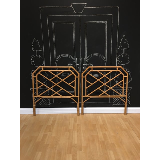 Chippendale Rattan Bamboo Headboards a Pair Chairish