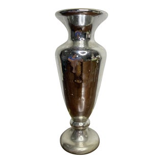 Large Antique Mercury Glass Vase For Sale
