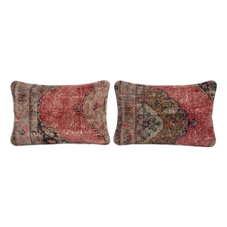 Turkish Lumbar Rug Pillow Cover 16'' X 24'' - Set of Two For Sale