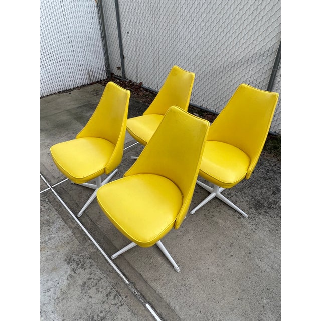 1970 Yellow Vinyl Dining Chairs a Set of 4 Chairish