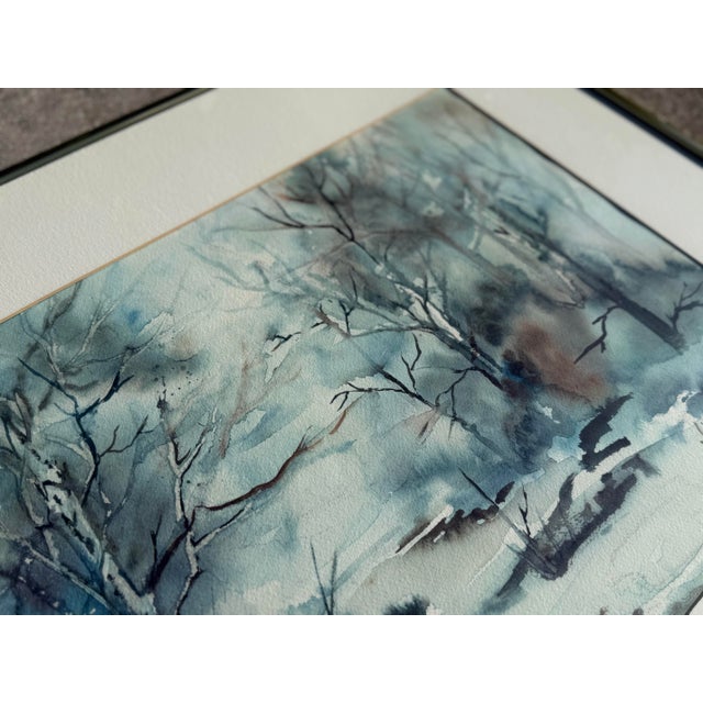 Metal “White Birch” Original Signed Watercolor by Vivian Chasey, Framed For Sale - Image 7 of 12