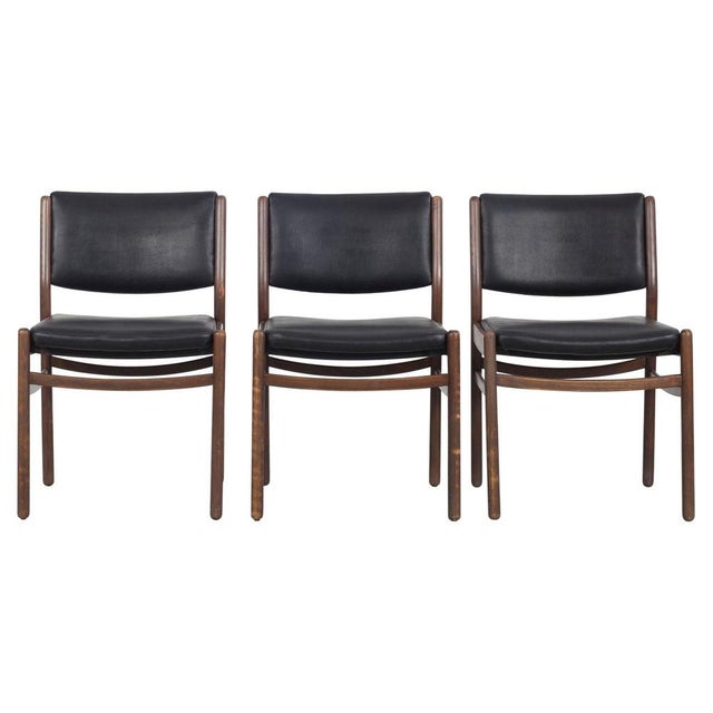 Wooden Chairs with Leatherette Upholstery, Italy, 1960s, Set of 3 For Sale - Image 18 of 18
