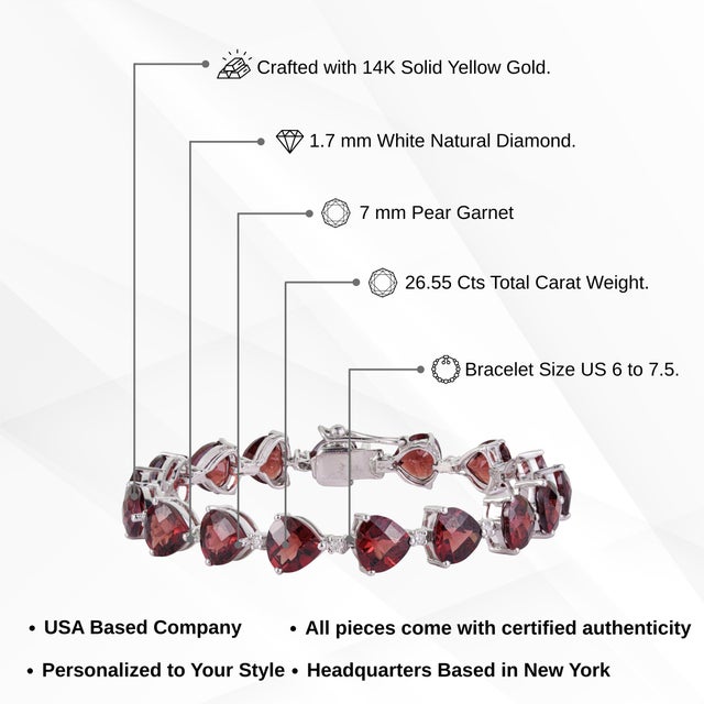 26.55 Ct Natural Red Garnet Statement Tennis Bracelet With Diamonds - Anniversary Gift For Sale - Image 12 of 14