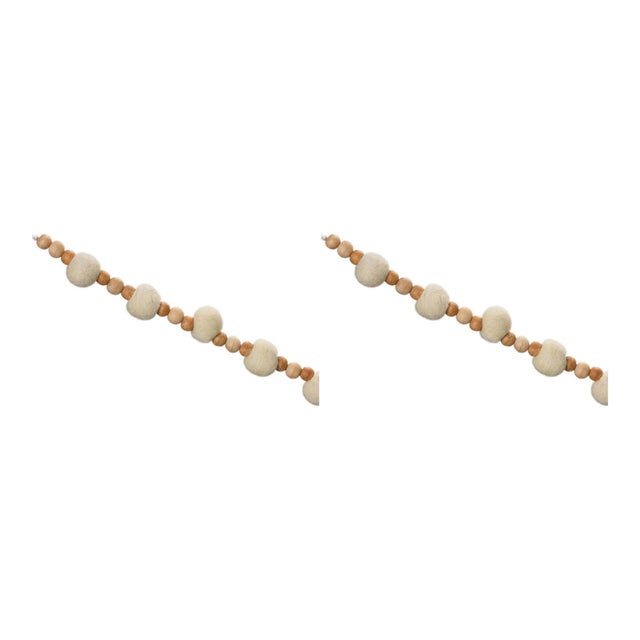 Modern Wood Beaded String Garland (Set of 2) For Sale - Image 3 of 4
