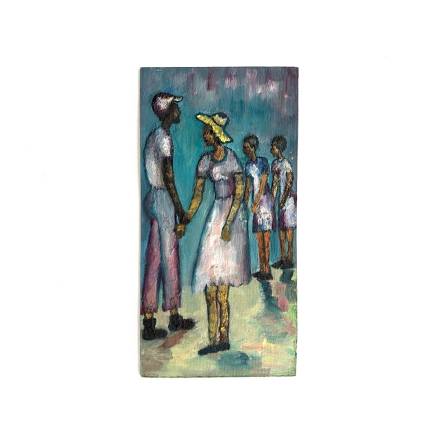 American Vintage Original Oil Painting Black Americana Barbara Grace Burry Style South African Artist For Sale - Image 3 of 9