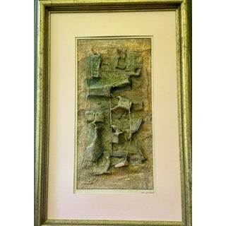 Early 2000s-Nelly Arauz-Mixed‑Media Relief on Board With Textured Geometric Surface For Sale