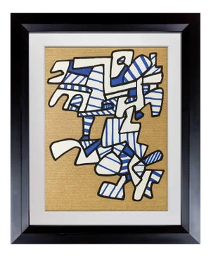 Abstract Jean Dubuffet Lithograph Limited Edition - Vacuum Forms - Velin Paper W/Frame