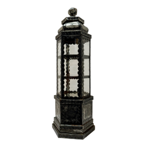 Mid 20th Century Silvered Metal & Glass Hexagonal Display Vitrine/Display