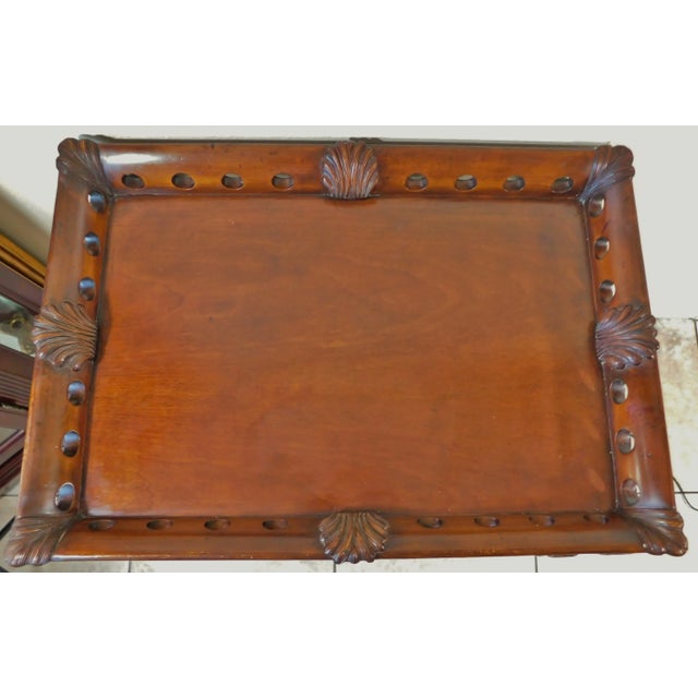 Late 20th Century European Crossroads by John Richards Solid Mahogany Carved Wood Accent Table For Sale - Image 4 of 11