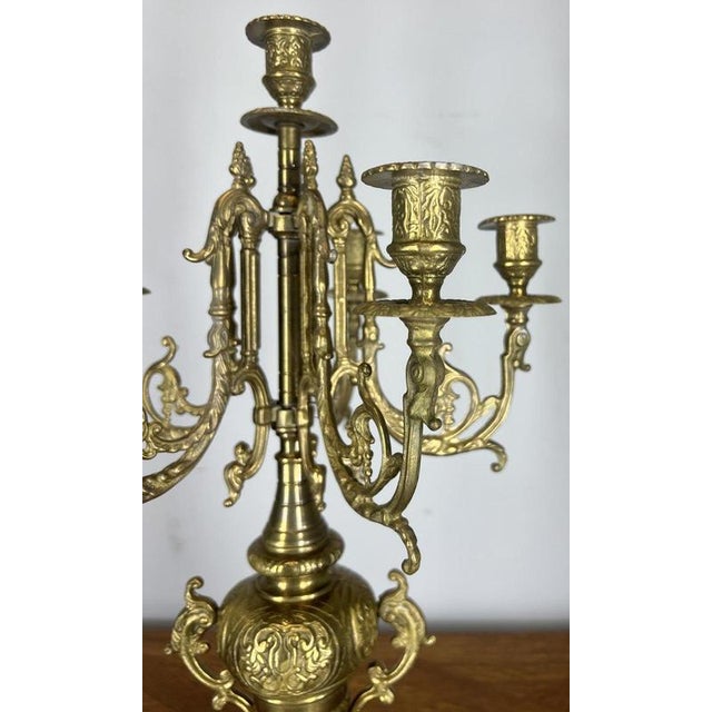 Vintage French Brass Ornate Decorative Candleholders, Set of 2 For Sale - Image 3 of 13