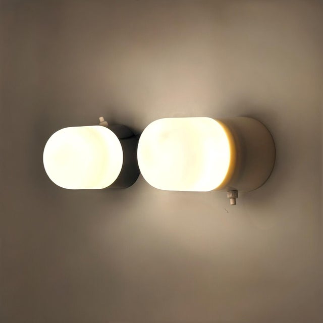 1970s Italian Opaline Glass Wall Lights with Integrated Switches, 1970s, Set of 2 For Sale - Image 5 of 14