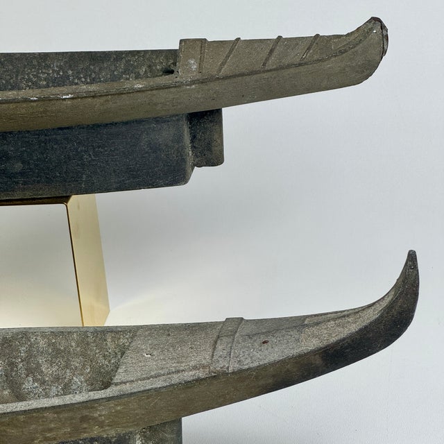 Early 20th Century Pair of Cast Aluminum Metal Boat Models, for Decor Purposes For Sale - Image 4 of 11