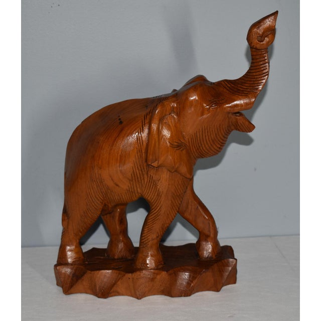 Vtg. Carved Wood Elephant Statue For Sale In Philadelphia - Image 6 of 13