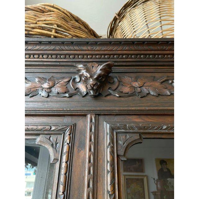 1920s Antique French Hand Carved Wood Cabinet/Buffet 1880s For Sale - Image 5 of 12