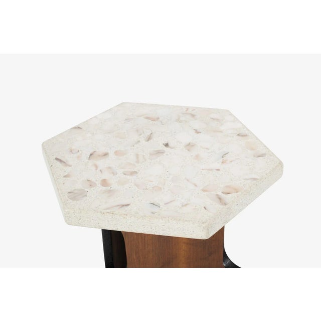 1960s 1950s Harvey Probber Style End Tables Hexagonal Terazzo Tops - a Pair For Sale - Image 5 of 7