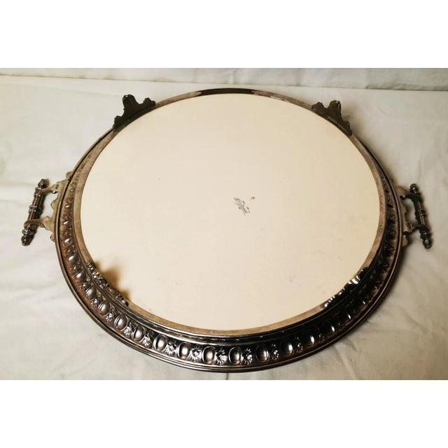 Metal Large Metal and Porcelain Tray from Rörstrand, 1900s For Sale - Image 7 of 10