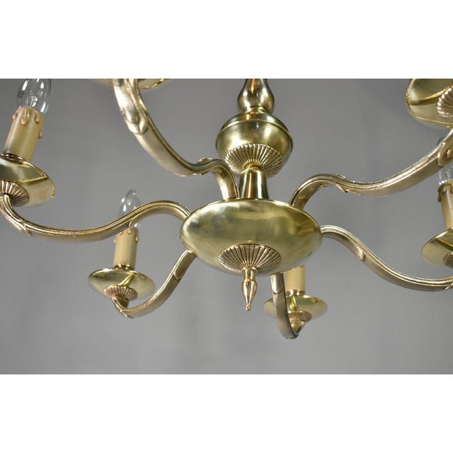 Antique French Louis XVI Style Six Light Bronze Chandelier, 1920s For Sale - Image 6 of 15