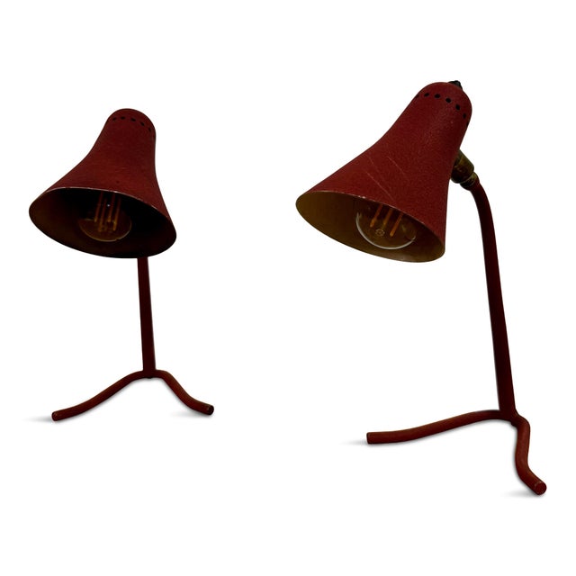 Mid-Century Italian Red Table Lamps, 1960s, Set of 2 For Sale - Image 11 of 12