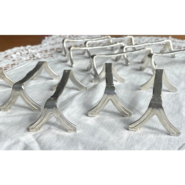 1970s Vintage Silver-Plated Metal Knife Rests by Ercuis, France, 1970s, Set of 12 For Sale - Image 5 of 6