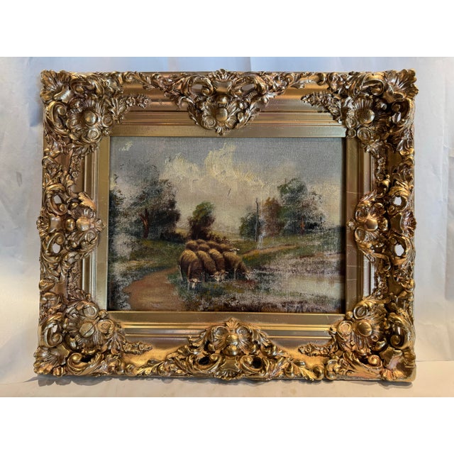 Wood 19th Century Italian Pastoral Landscape Painting For Sale - Image 7 of 8
