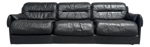 Three-Seater Sofa in Black Leather by Dreipunkt, 1970s