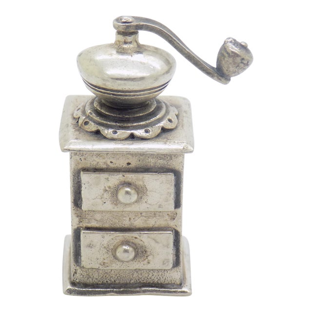 Vintage Italian Handmade Silver Raspini Branded Grinder Dollhouse Miniatura, Made in Tuscany For Sale