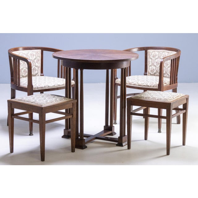 1910s Art Nouveau Bentwood Table with Chairs and Stools, 1910, Set of 5 For Sale - Image 5 of 11