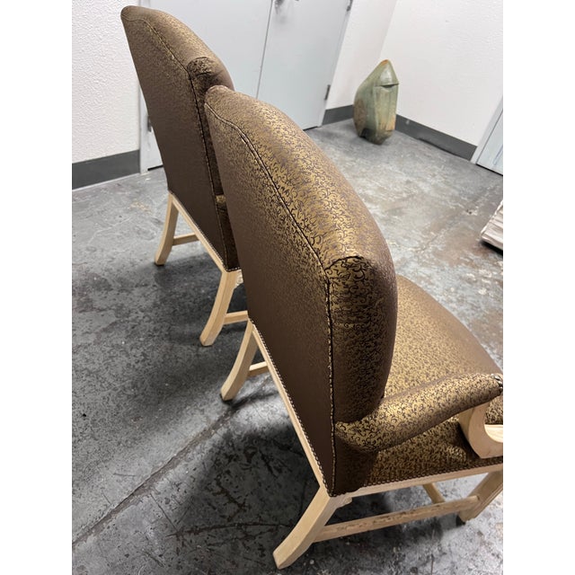 Textile Schnadig Fine Furniture French Provincial Carved Armchairs, Pair For Sale - Image 7 of 12