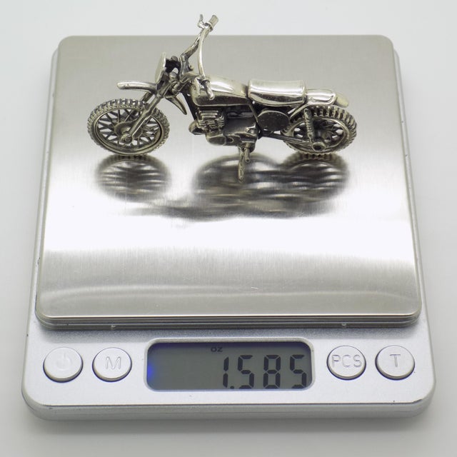 Vintage Italian Silver Motorbike Figurine, 1980s For Sale - Image 11 of 13