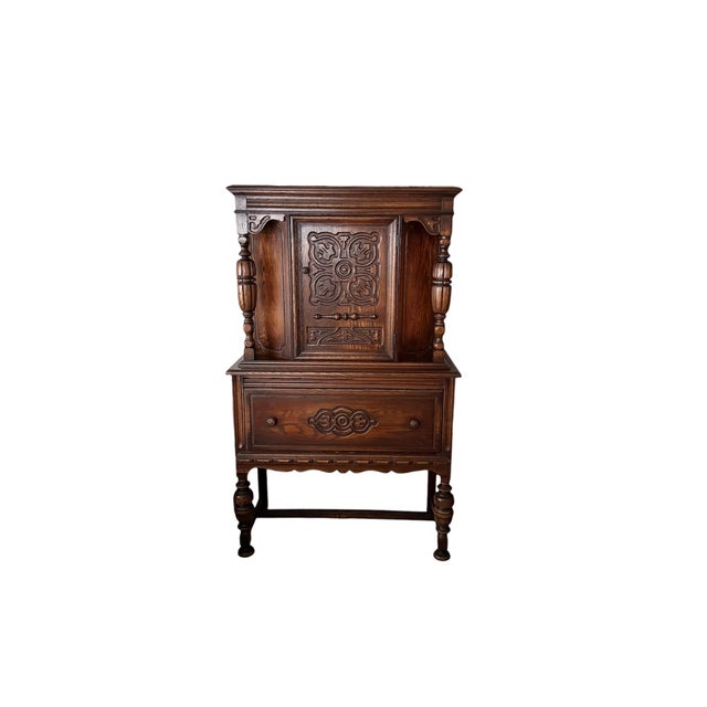 Wood 1930s Vintage Bernhardt Dining Room Hutch/Armoire - Heirloom Worth - Carved Detailing - Versatile For Sale - Image 7 of 14
