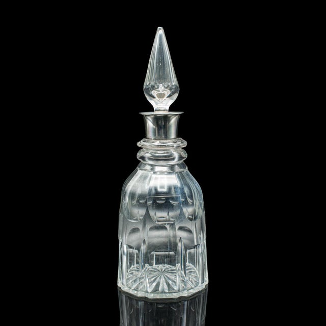 1920s Vintage Port Decanter, English, Glass, Spirit Vessel, Hallmarked Silver, 1928 For Sale - Image 5 of 12