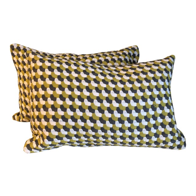 Green Woven Bolster Pillows A Pair Chairish