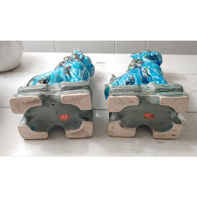 Ceramic Mid 20th Century Foo Dogs Made in Japan, a Pair For Sale - Image 7 of 8