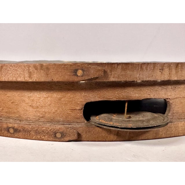 Paint Antique Folk Art Hand Painted Scenic Tambourine For Sale - Image 7 of 10