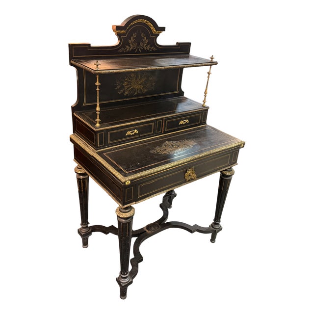 Napoleon III Desk in Blackened Wood For Sale
