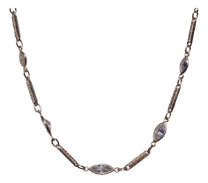 The 51st Street: Antique White Gold Necklace set with 3.25 Carats of Marquise Diamonds