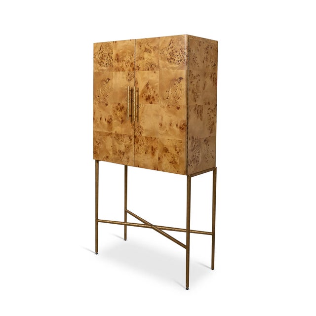 Mid-Century Modern Monarch Burlwood Bar Cabinet For Sale - Image 3 of 9