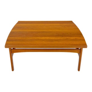Rolled Edge Solid Teak Top Square Danish Mid-Century Modern Coffee Table For Sale