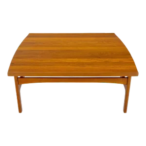 Rolled Edge Solid Teak Top Square Danish Mid-Century Modern Coffee Table
