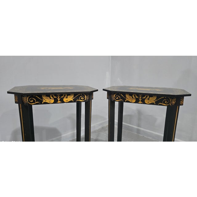 Black Laquered Lamp Tables, 1920, Set of 2 For Sale - Image 9 of 11