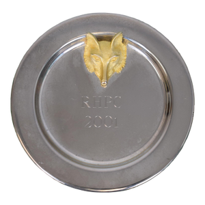 Radnor Hunt Pony Club 2001 Silver Plate Tray With Brass Fox Mask
