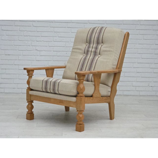 Vintage Danish Armchair in Furniture Wool and Oak, 1970s For Sale - Image 10 of 18