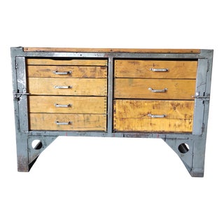 Industrial Tool Cabinet Workbench with 8 Drawers from Opel Blitz For Sale