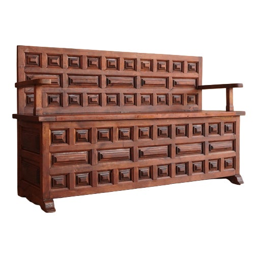 Spanish Wooden Storage Bench For Sale