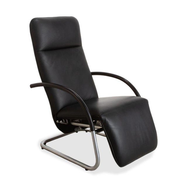Modern Fino Leather Armchair in Black with Manual Reclining Function by Franz Fertig For Sale - Image 3 of 18