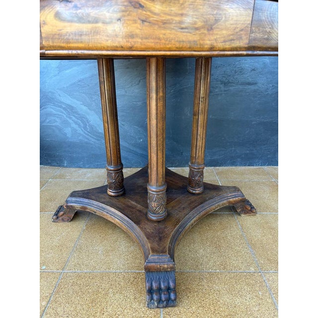 Wood Spanish Neoclassical Revival Round Hardwood Table, 1930 For Sale - Image 7 of 10