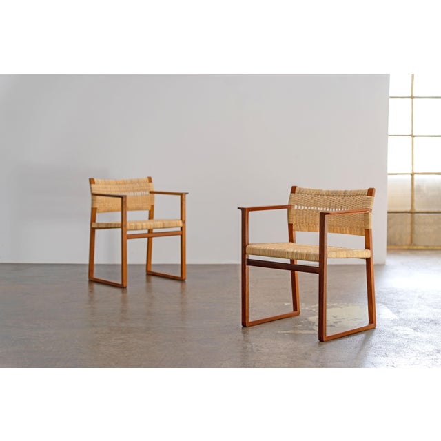 Early BM 62 armchairs by Børge Mogensen for P.Lauritsen and Søn, 1958 Rare early production with professionally restored...