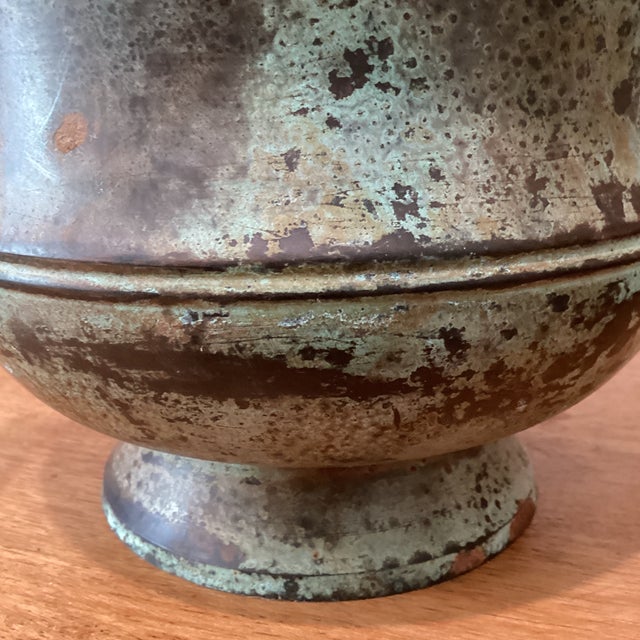Vintage Rustic Brass Jardiniere Pot/ Planter in Verdigris Patina For Sale In Chicago - Image 6 of 12